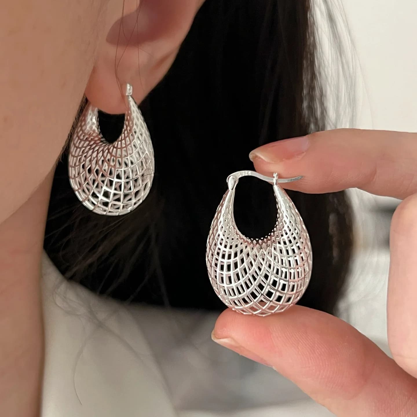 925 Sterling Silver Vintage Earrings For Women Trendy Simple Big Web Earring Jewelry Prevent Allergy Party Accessories