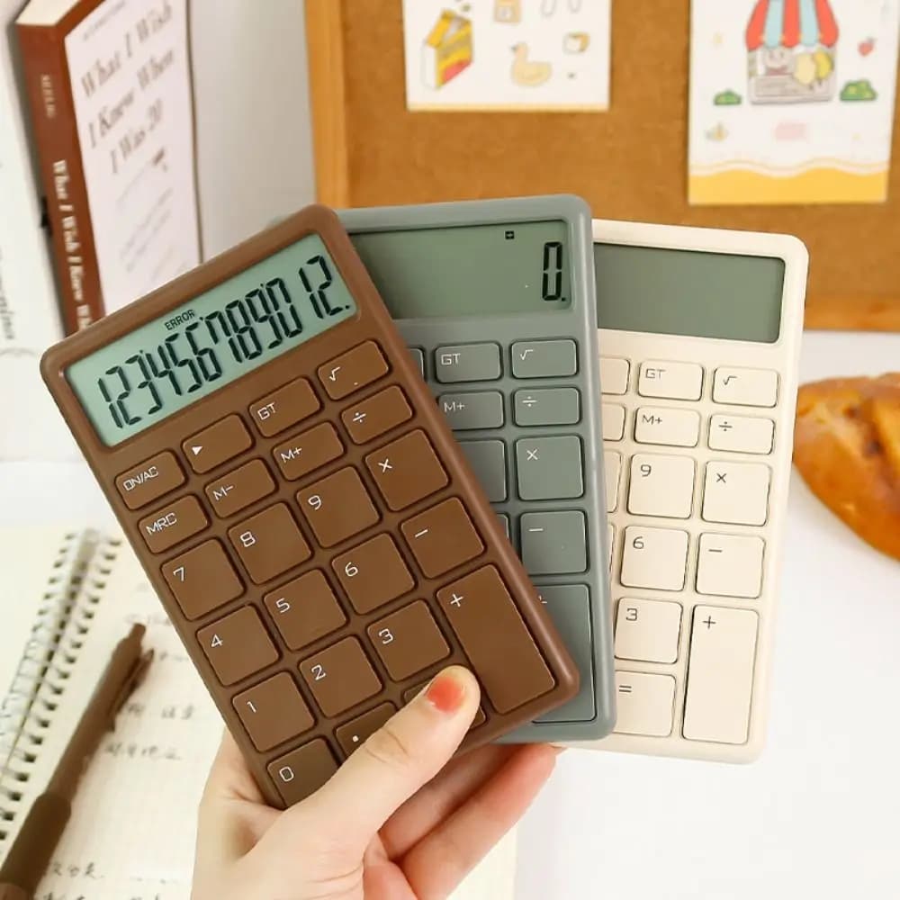 Student Calculator Simple Design 12 Digits Basic Calculator High Sensitivity Button Portable Calculator Student Stationery