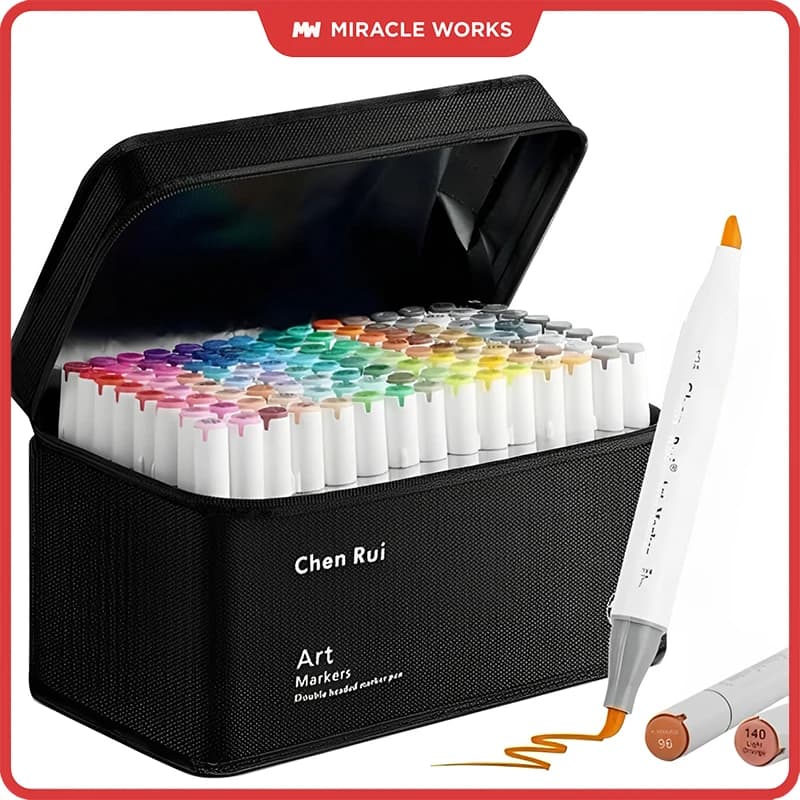 Professional Art Marker Set Artist Drawing Alcohol Markers Dual Tip(Brush Tip+Broad Tip) for Coloring Painting Supplies Gift