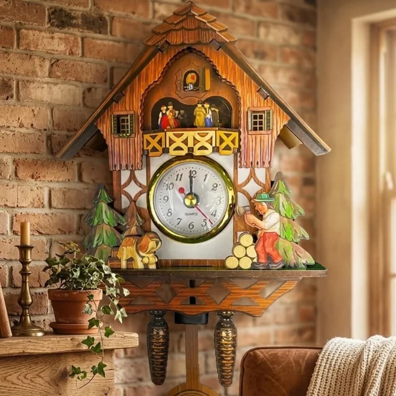 Cuckoo Wall Clock Wooden Vintage Pendulum Silent Home Decor For Living Room Bedroom Office Table Elegant Rustic Gift For Adults