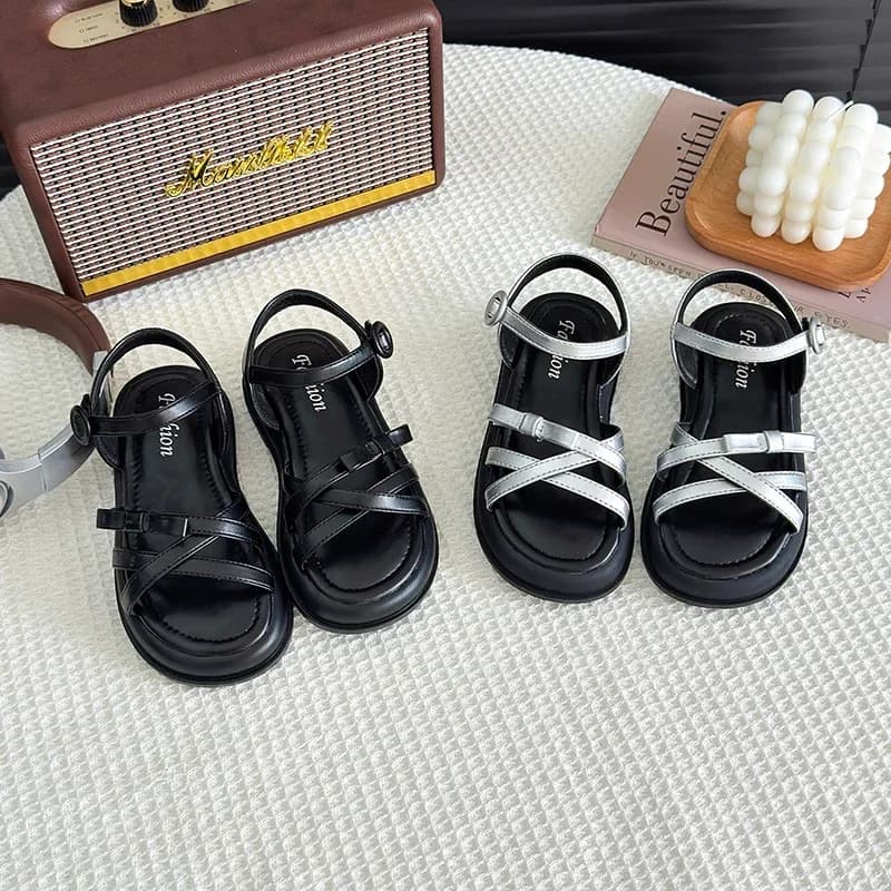 Girls Beach Shoes Bow-knot 2025 Summer Brand New Soft Open Toes Fashion Kids Sandals Princess Sweet Style Anti-slippery Shoes