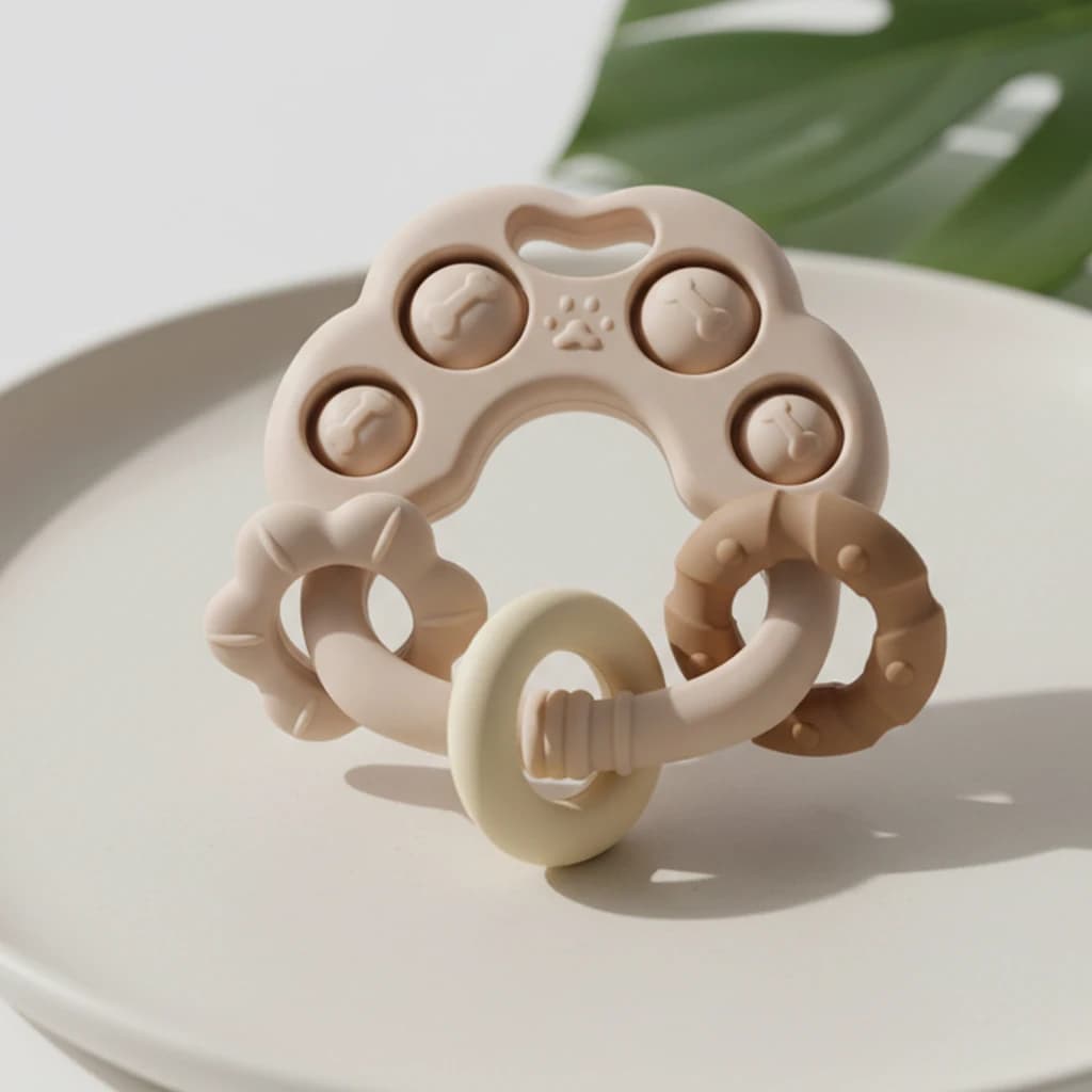 Baby Teething Toys 0-6 Months, Food Grade Silicone Teether Toy for Gum Relief, BPA Free Infant Chew Toy, Montessori Sensory Toys