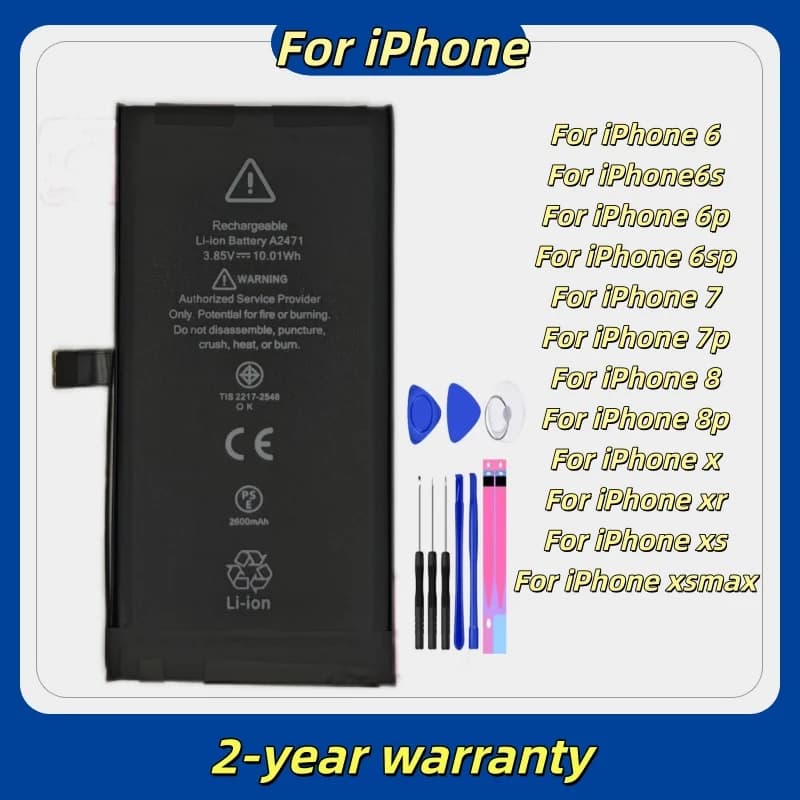 100%New High-quality Mobile Phone Batteries For iPhone 6/6s/6sp/6p/7/7p/8/8p/x/xs/xr/xsmax Phone Batteries Fast Shipping+ Tools
