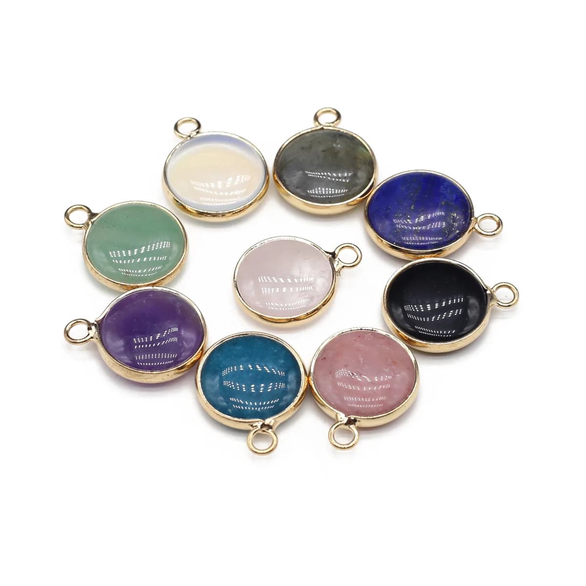 Natural Stone Pendant Round Shape Gemstone Exquisite Charms for Jewelry Making Diy Bracelet Necklace Earrings Accessories Gifts