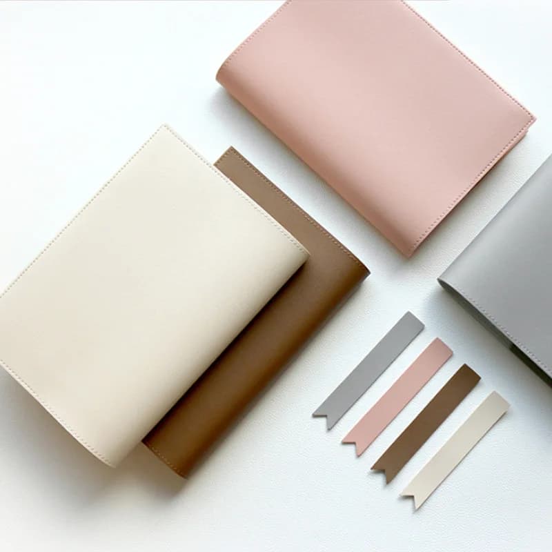 Personalized Pu Leather Book Cover Bookmark Simple Solid Color Notebook Leather Cover Can Hold Bible As Gift For Friends