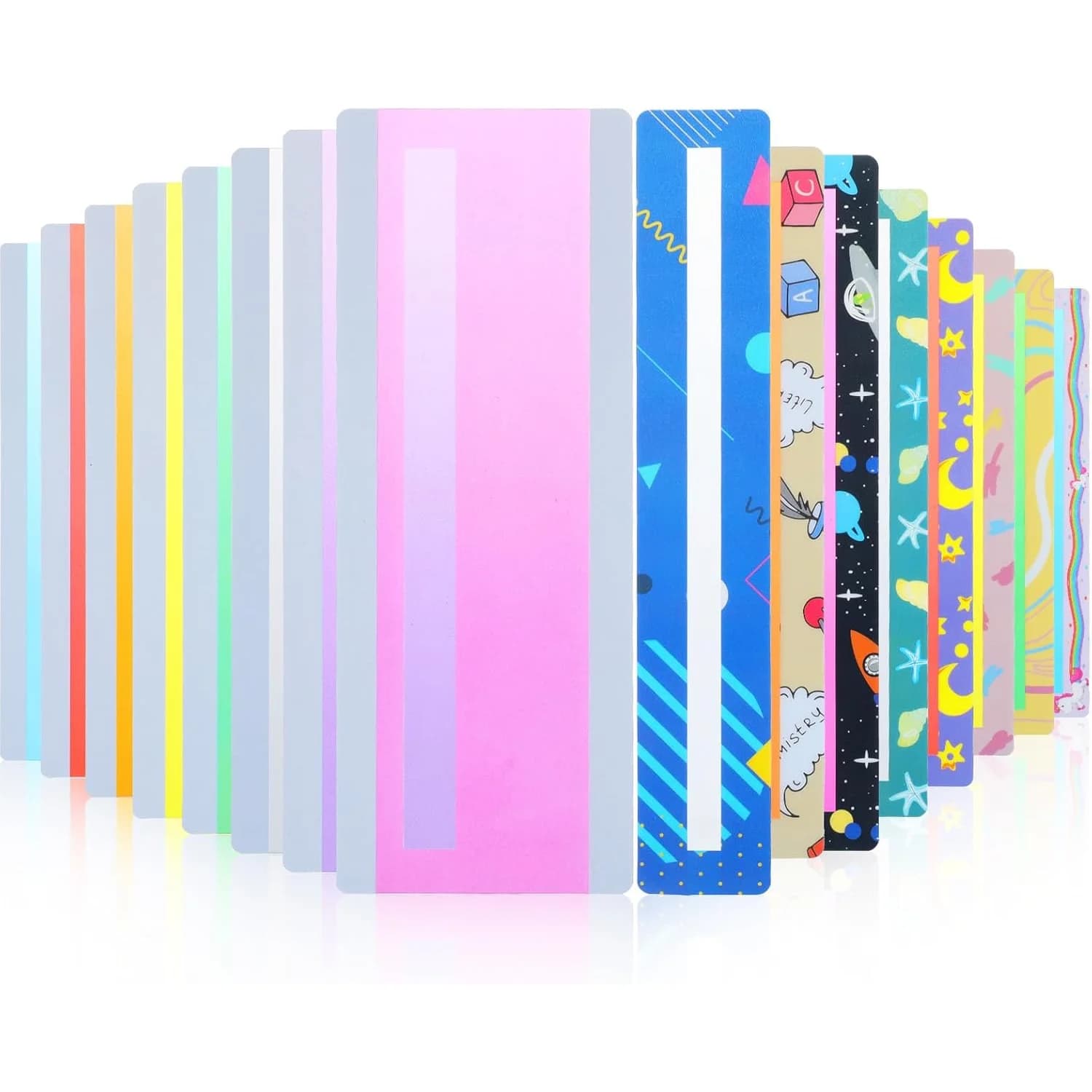 16 Pcs For Children With Reading Aid Disabilities Classroom Tools With Guided Reading Strips Colored Overlays Sky And Pure Theme