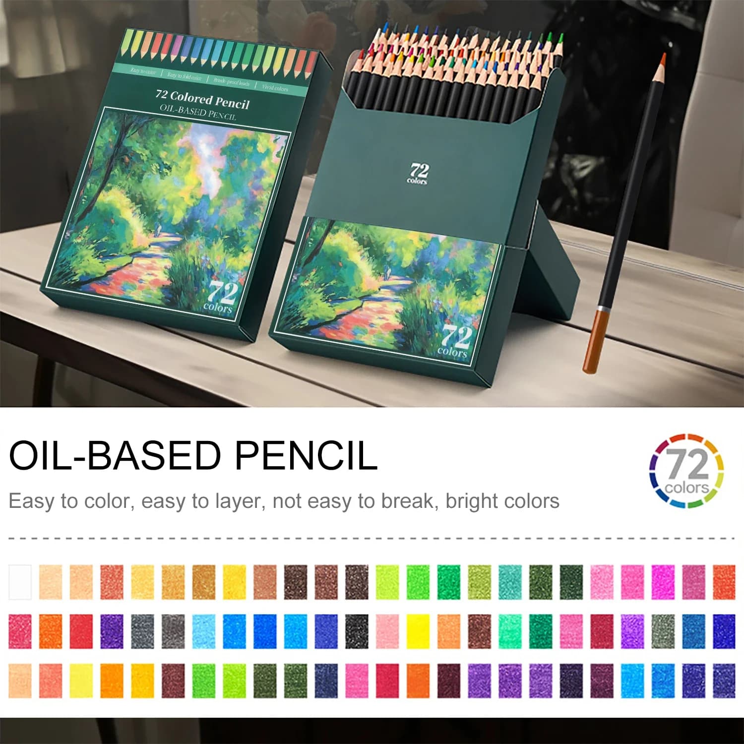 Colored Pencils, 24/36/48/72 Pack, Colorful, Soft Core, Colored Pencils for Adult Coloring Book and Drawing