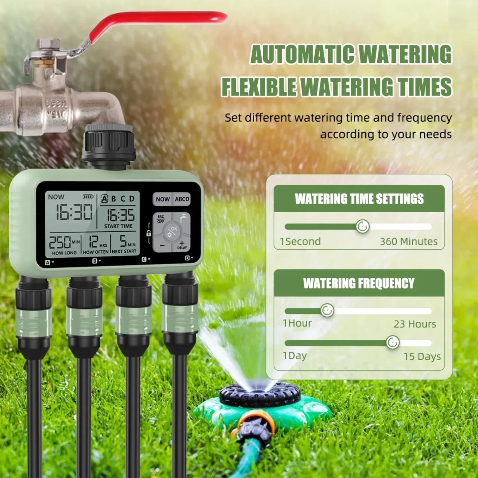 Automatic Water Timer Garden Digital Irrigation Machine Intelligent Sprinkler Used Outdoor to Save Water&Time