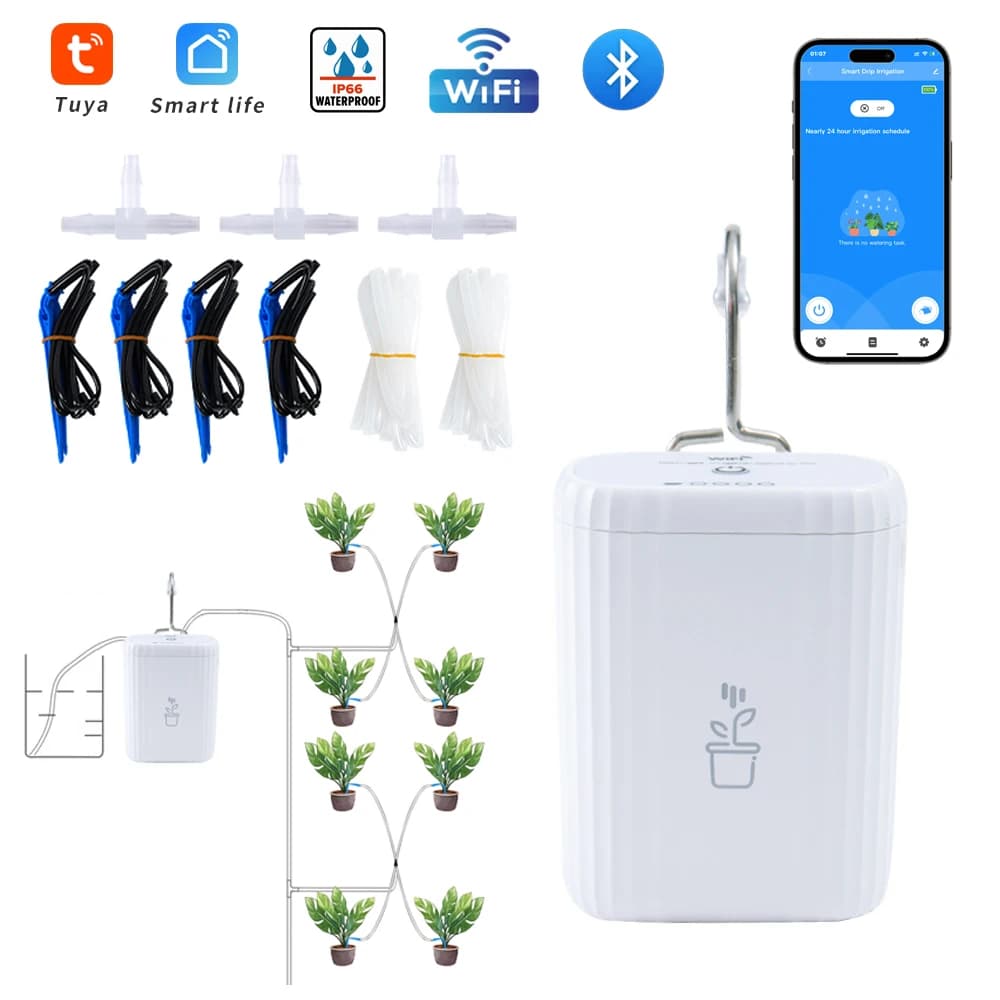 Tuya WiFi Intelligent Watering Kits Timed Automatic Drip Irrigation System Remote APP Control Auto Watering for Plants Flowers