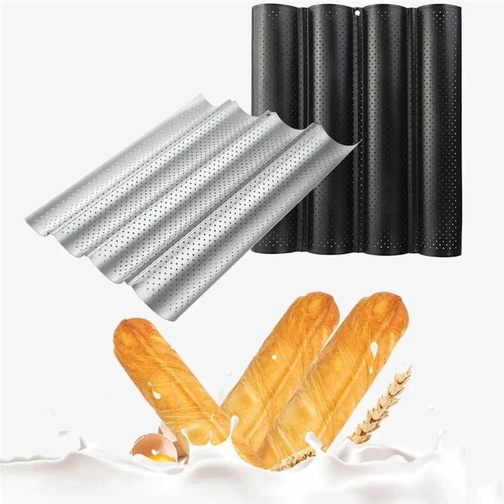 New Nonstick Baguette Baking Tray Waves Bakeware French Bread Baking Pan Baking Tool 2/4 Grooves Baguette Pan