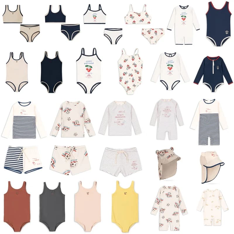 New Children's Swimwear 2026 Summer Striped Printed Girl Boy Swimsuit Beach Bathing Suit Kids Set Bikinis