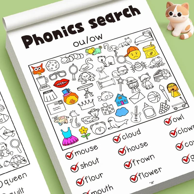 Children's Game Books, Object-Finding and Coloring Books, Coloring Guides Based on Vocabulary, Fun Concentration Practice Books, Educational Early Learning Tools, Children's Game Workbooks, Interactiv