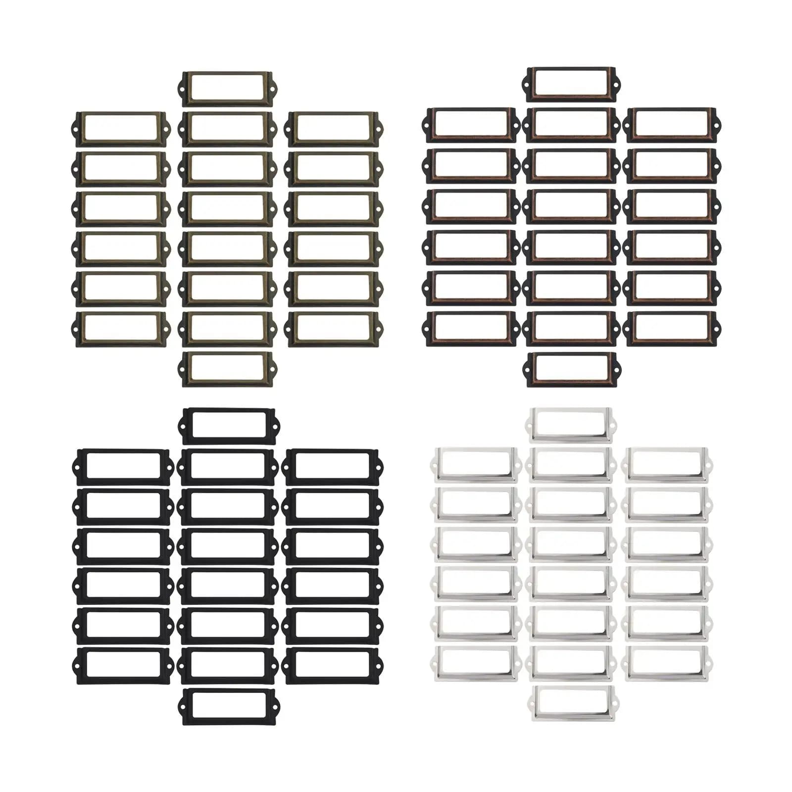 20x Office File Label Holder, Metal Frame Handle, Drawer Tag Pull Name Card Tag Hardware Accessories