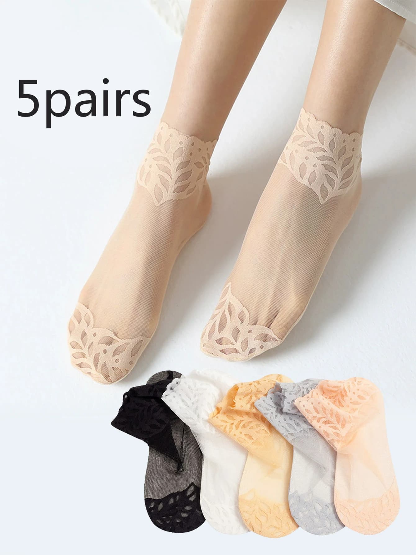 Socks For Women Spring And Autumn Thin Silk Stockings Cotton Sole Summer Breathable Mesh Mid Tube Short Socks Lace Socks