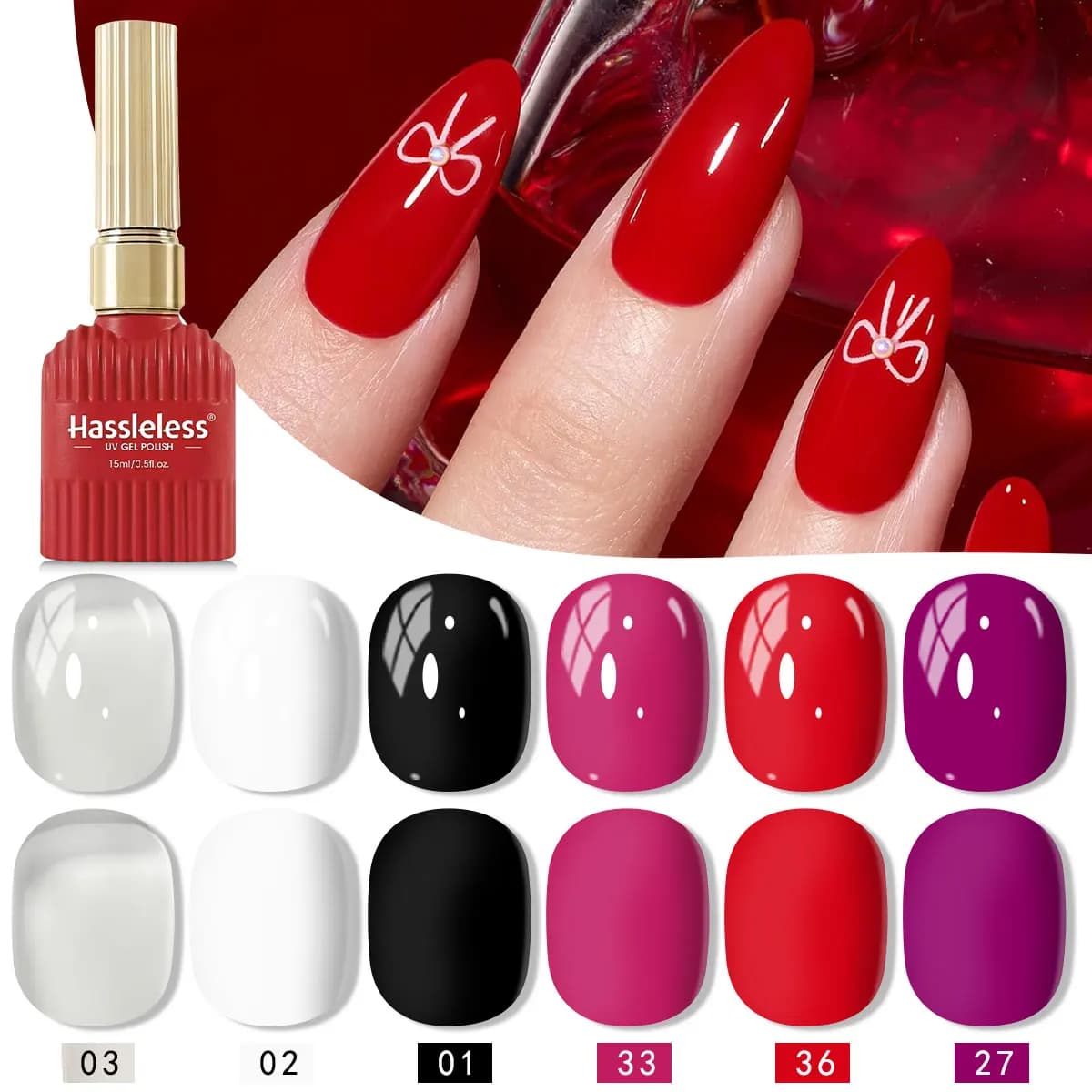 Fashionable nail gel, 6-pack, highly saturated, long-lasting and durable, salon quality, suitable for nail salons and home DIY