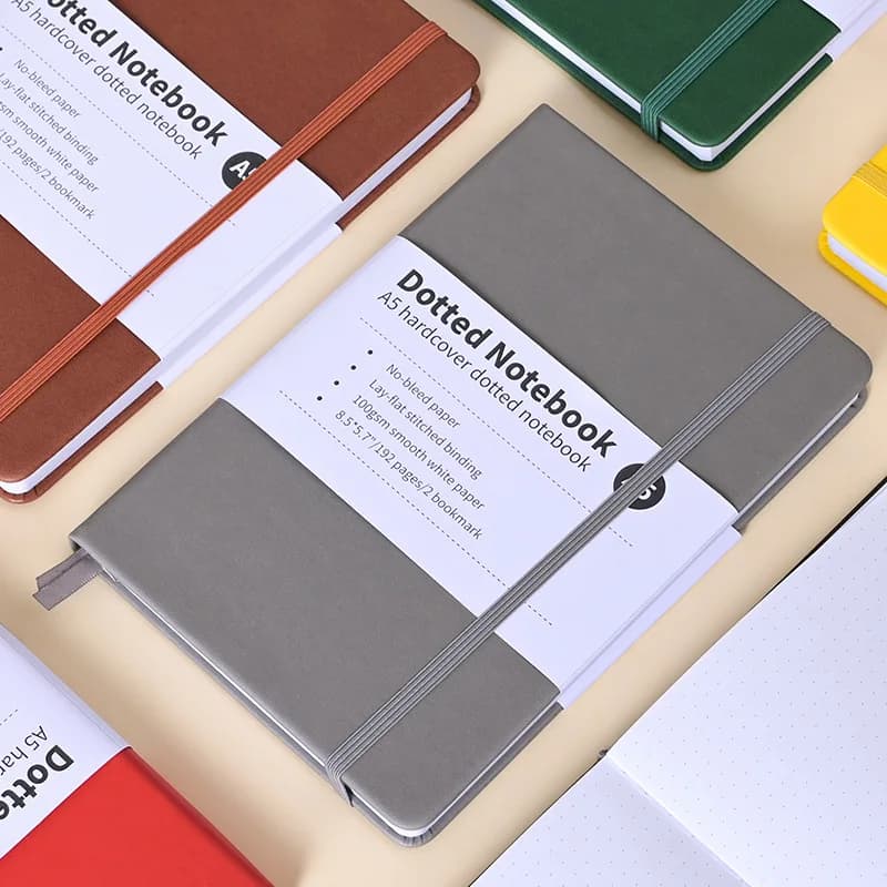 A5 Notebook 192 Pages Classic Journal Dotted Paper Hard Cover Business Creative Elastic Band Notepad Diary Student Stationery