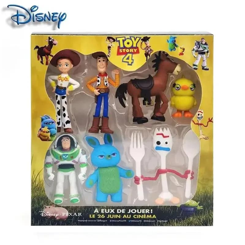 7Pcs/Set Toy Story 4 Action Figures Toy Woody Jessie Buzz Lightyear Forky Pig Bear Figura Model Doll Figurine Birthday GiftK