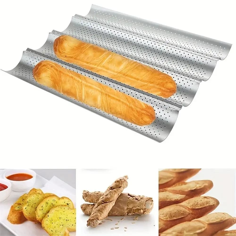New Nonstick Baguette Baking Tray 2/4 Grooves Bakeware Baguette Mold Baking Tool Waves French Bread Baking Pan