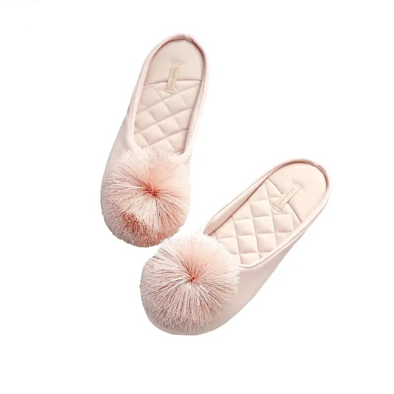 Women Home Slippers Indoor Winter Slippers Flat Silk Adult Ladies Soft Slipper House Mules