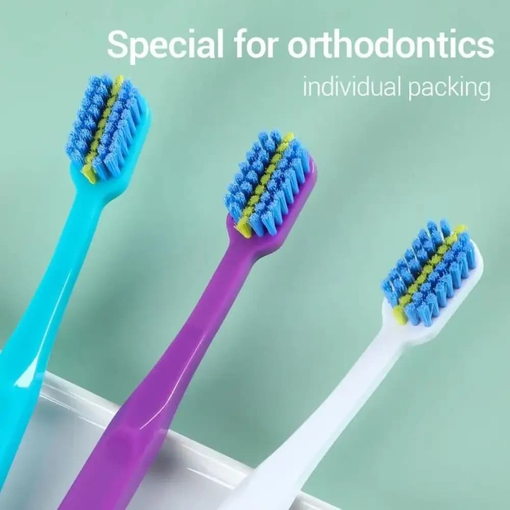 Oral Hygiene Interdental Toothbrush Soft Bristles PP Handle Orthodontic Cleaning Brush Oral Health Care Clean Orthodontic Braces