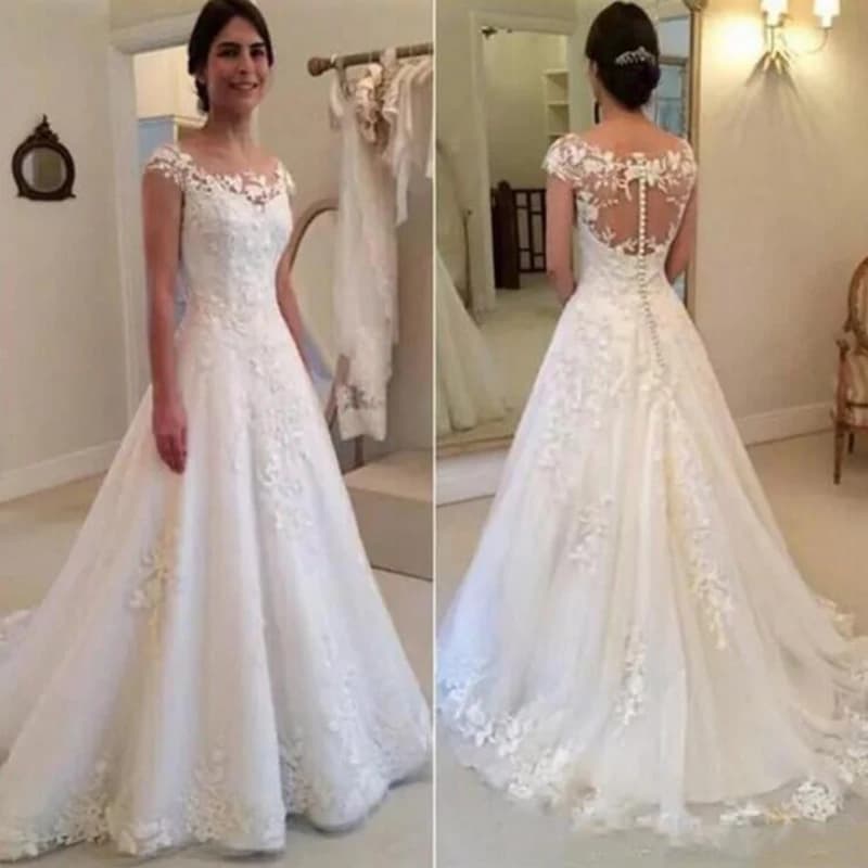Formal Dresses Guest Wedding Party Dress Simple and Romantic Wedding Dress Ball Gown Robe Novias Bride the Church Brides Vintage