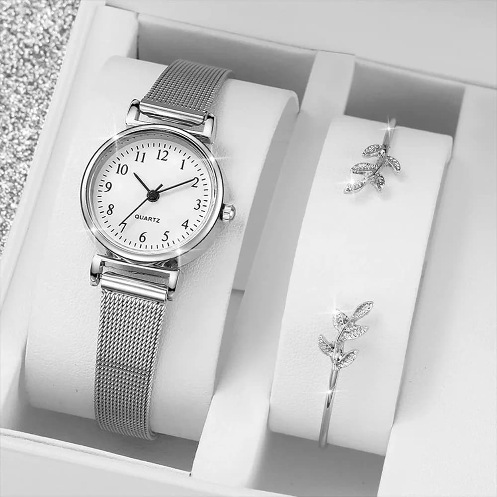 Women Fashion Watch Casual Bracelet Watches Set Ladies Simple Dial Quartz Wristwatches Dress Clock Montre Femme