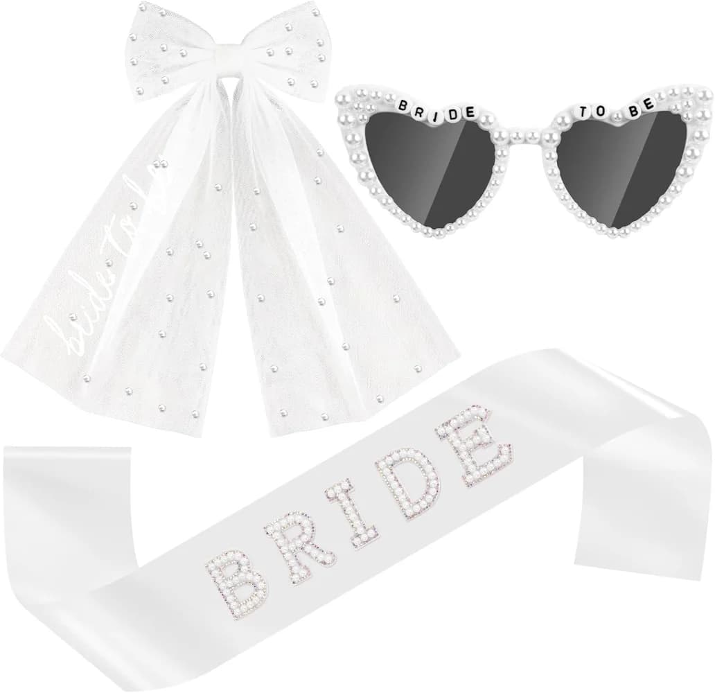 Bride to Be Accessory Set Featurin Veil Sash And Sunglasses Bachelorette Party Accessories For Bridal Shower Wedding decor
