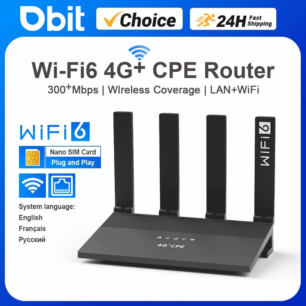 4G LTE Router 300Mbps Wireless WiFi6 Router 4G WiFi Modem Compatible With Nano 5G SIM Card English French Russian Systems