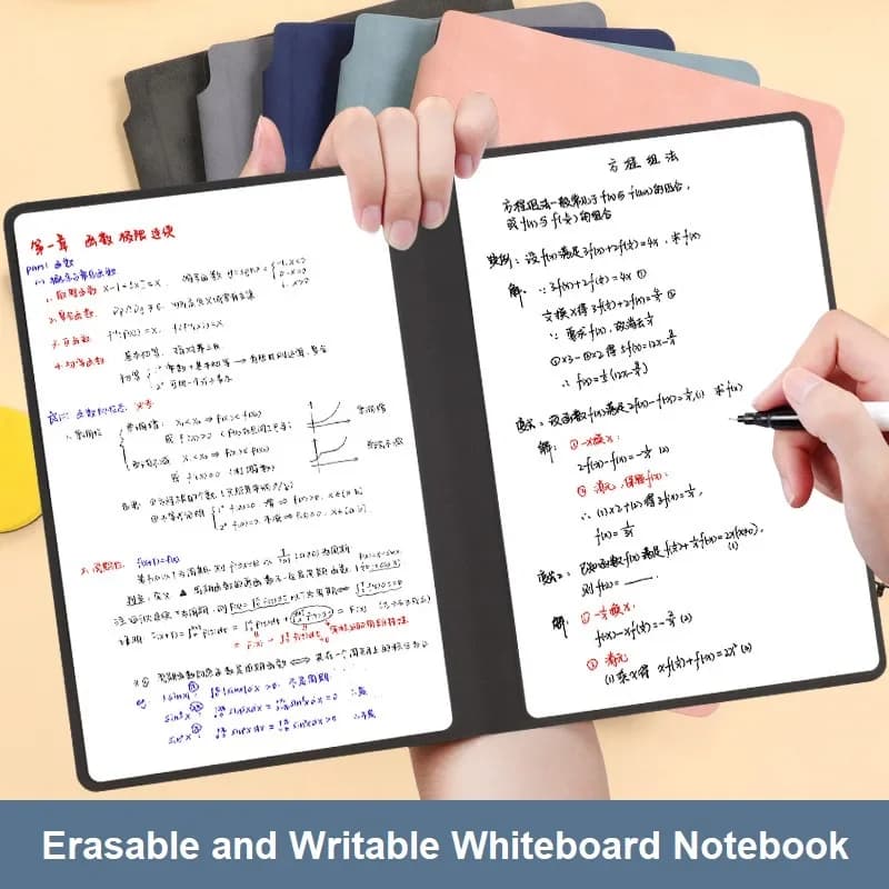 Office Supplies, Reusable Whiteboard Notebook Set with Pen, Eraser & Leather Wipe Cloth,Weekly Planner Notepad for Office Daily