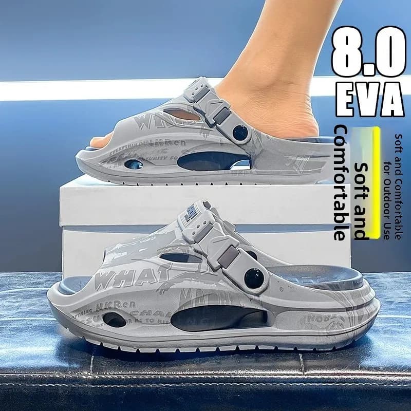 Men's Sandals 2026 New Summer Outdoor Breathable Anti-slip Sports Beachside Beach Slippers Casual round Toe EVA Thick Heel