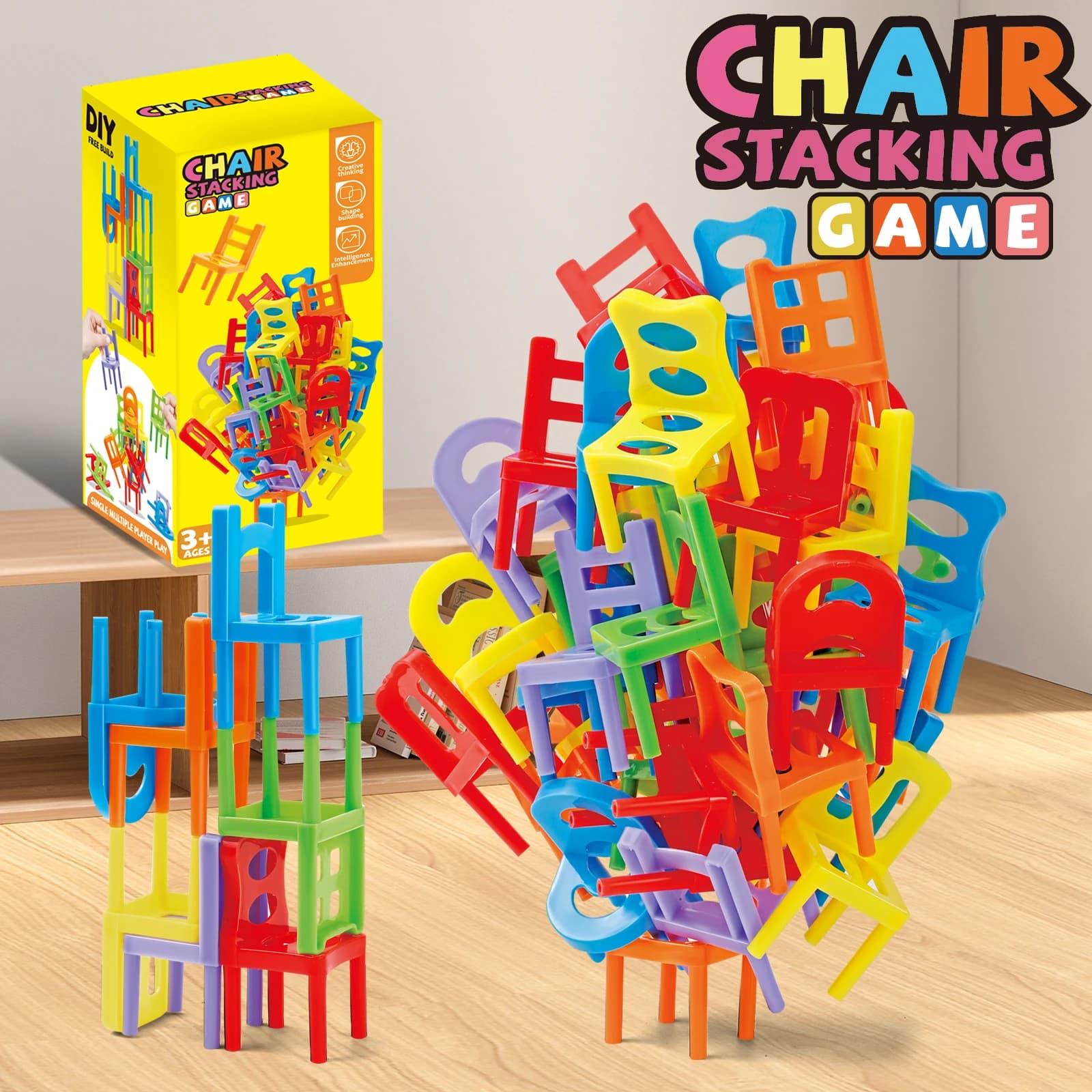 Educational Toys,Chair Stacking Toy Set,Building Blocks Stacking Chairs,Random Colors/Styles,Parent-Child Gathering Interactive