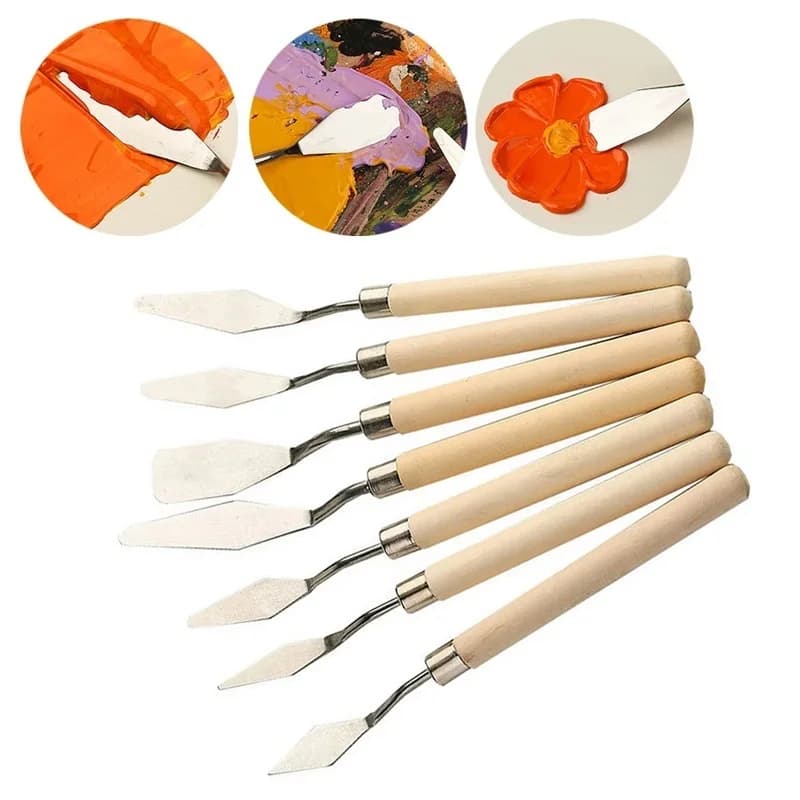 7Pcs Stainless Steel Oil Painting Knives Set Artist Crafts Spatula Palette Knife Mixing Knife Scraper Art Tools Baking Supplies