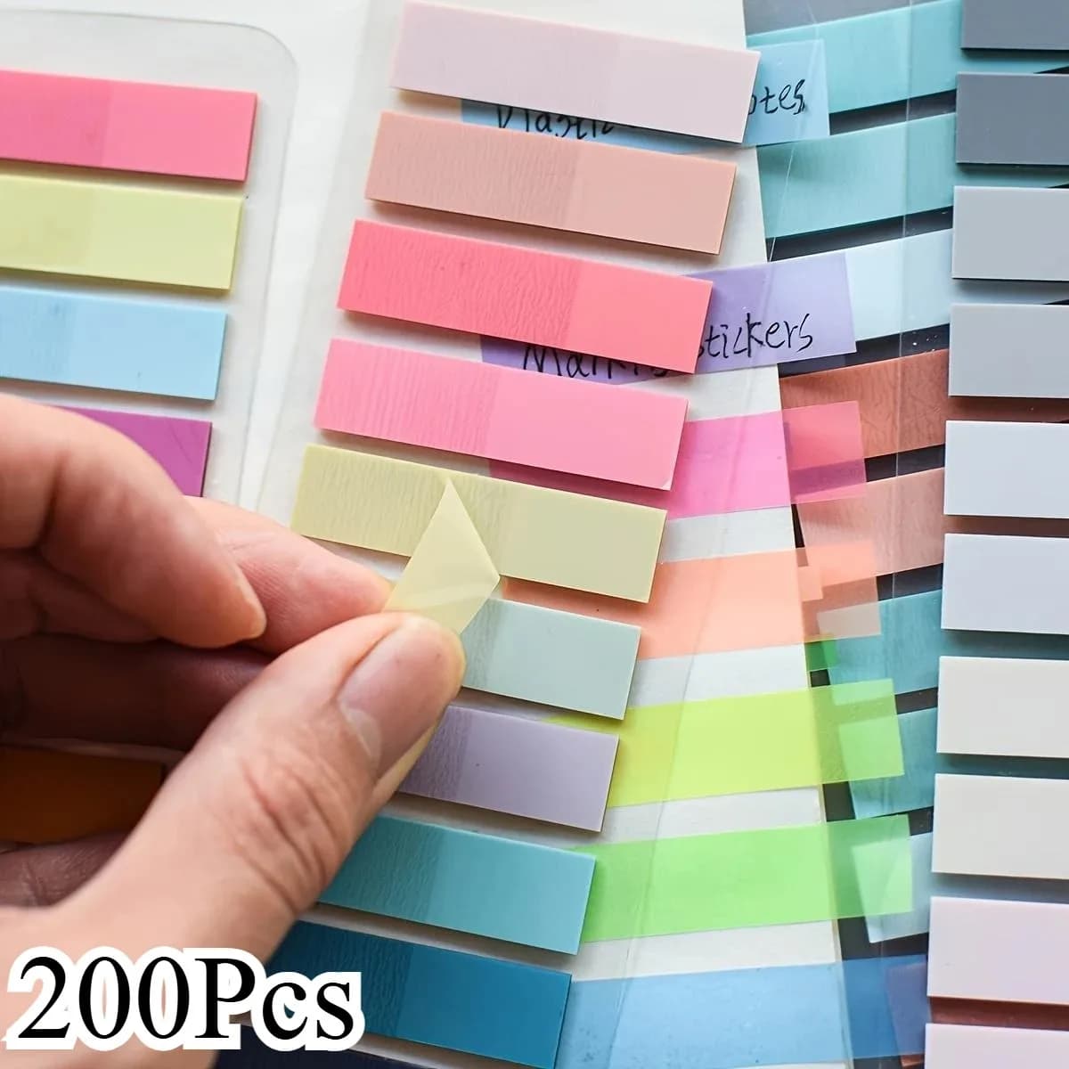 200Pcs Sticky Tabs for Annotating Books, Page Markers Clear Writable and Repositionable Book Flags Strip Index Tabs