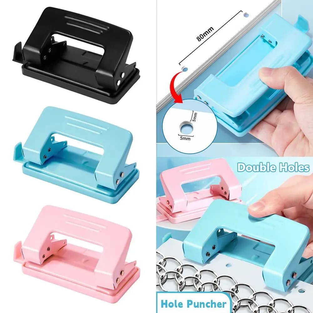 Metal Double Holes Puncher Double Holes DIY Punching Tool Round Paper Puncher Binding Aid Tools Round Hole Puncher School Office