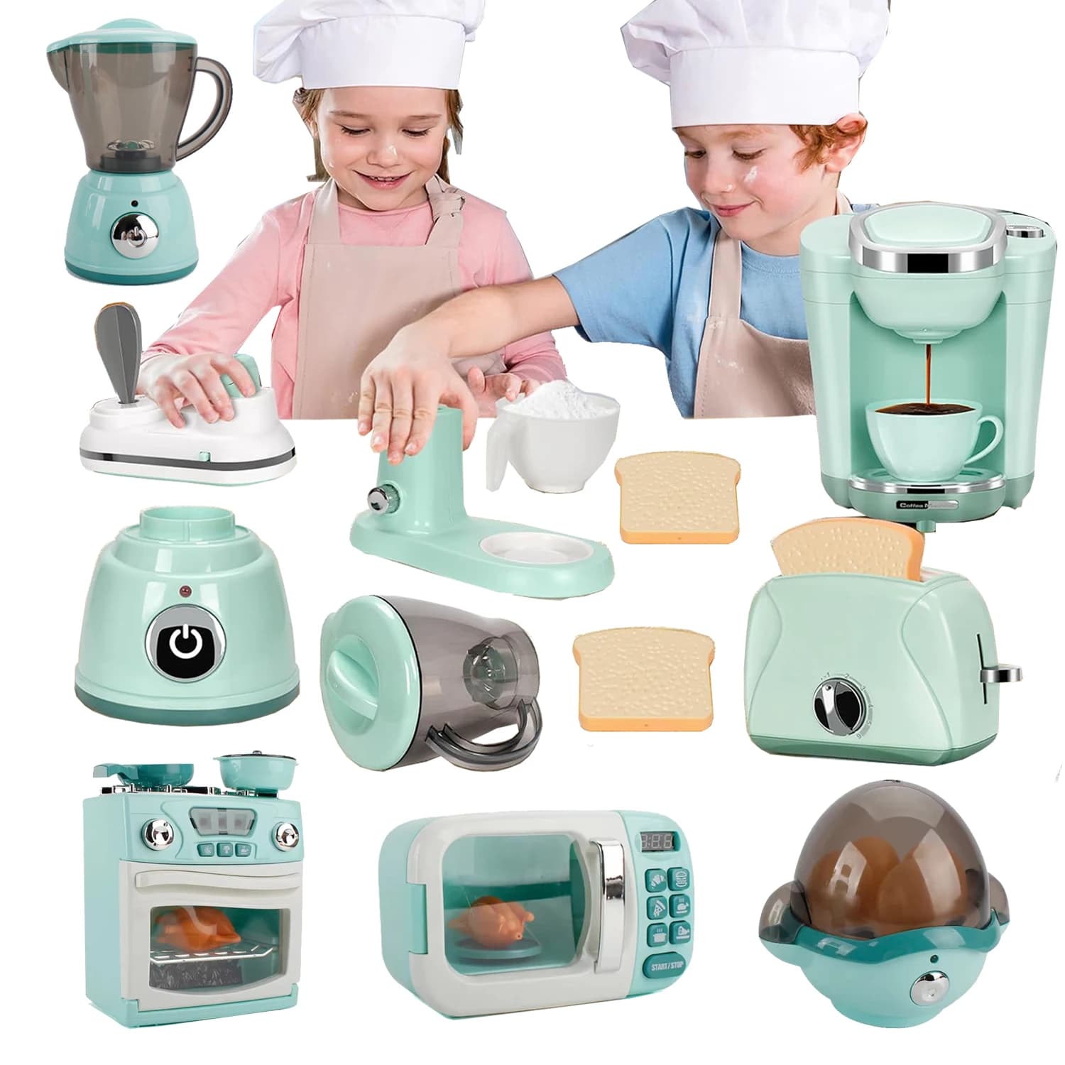 Kitchen Toys for Kids Girls Boys Home Appliances Juicer Washing Machine Toaster Microwave Egg Cooker Children Play House Toys