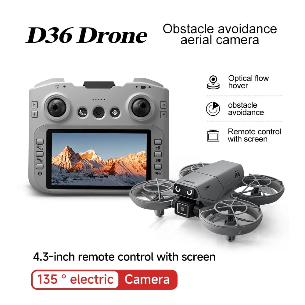 D36 Drone 4K HD Aerial Photography Dual Cameras Screen RC Quadcopter with Dynamic Lighting Optical Flow UAV Toys Gifts