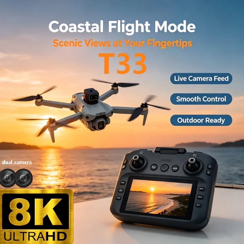 2026 NEW T33 RC Drone 8K HD Dual Cameras WiFi GPS 20mins Flight Aerial Photography Quadcopter Remote Control UAV Toys