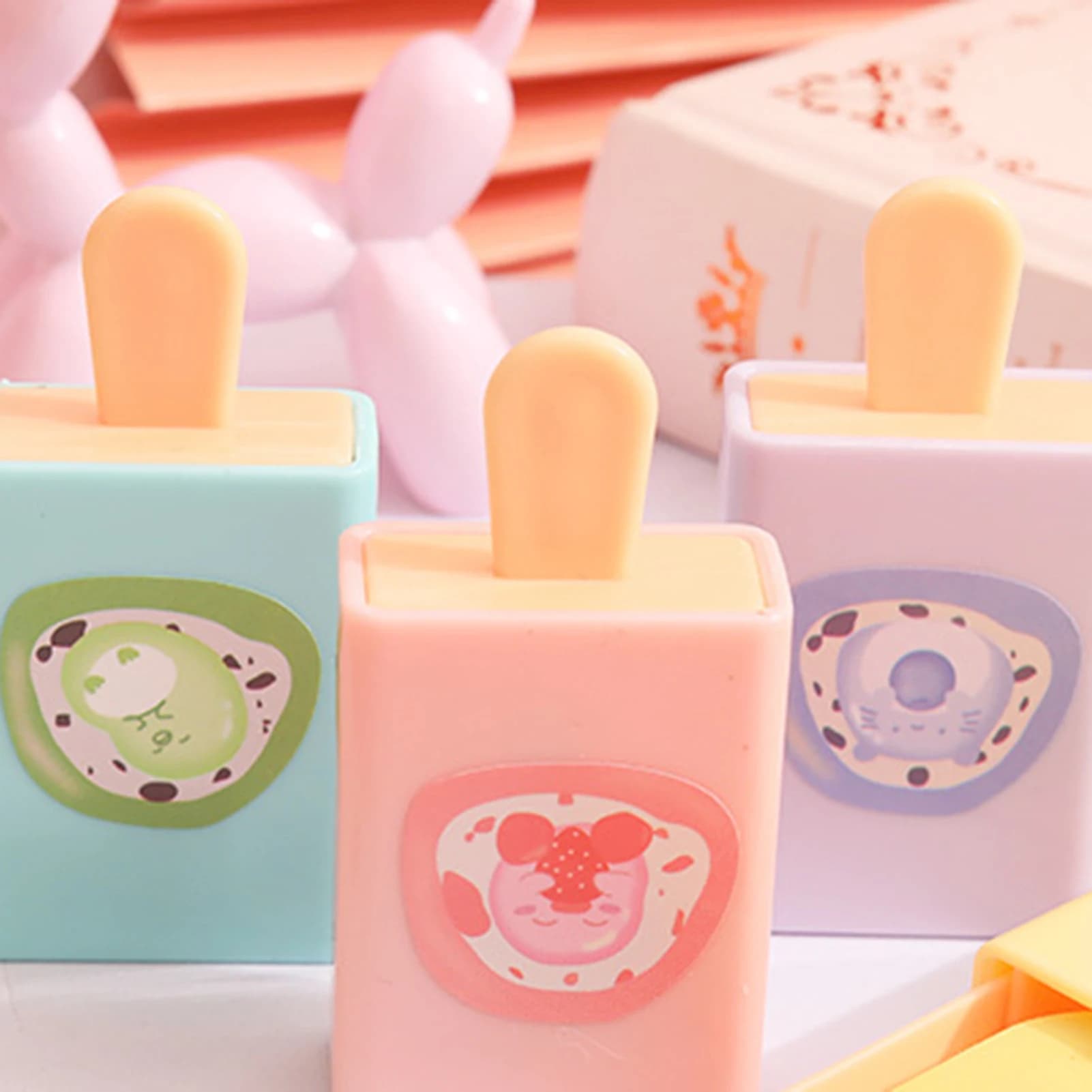 Cute Ice Cream Shape Eraser Set Box Puzzle Erasers for School Students Classroom Prize and Party Gifts Stationery Toy