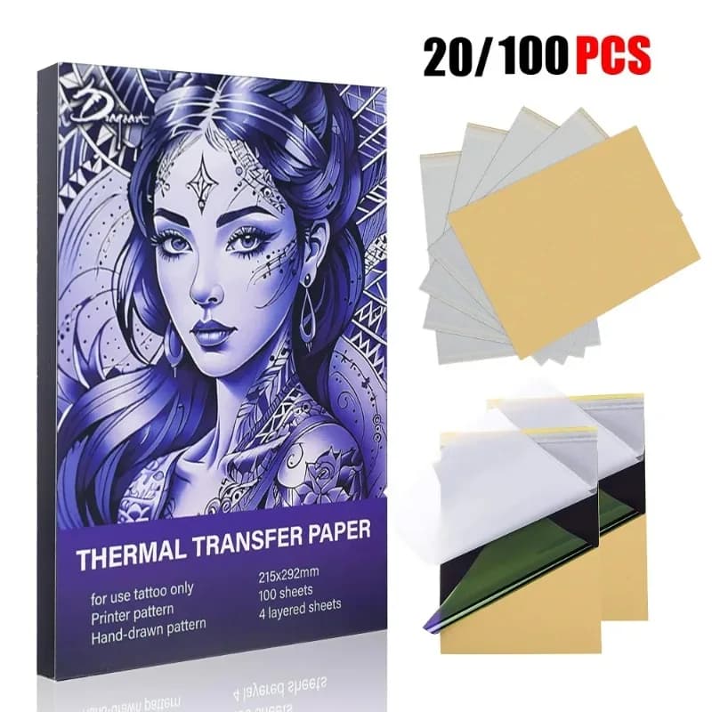 20/50/100pcs Tattoo Transfer Paper Sheets Carbon Thermal Transfer Templates Tattoo Paper Copy Paper Sheets Tattoo Supplies