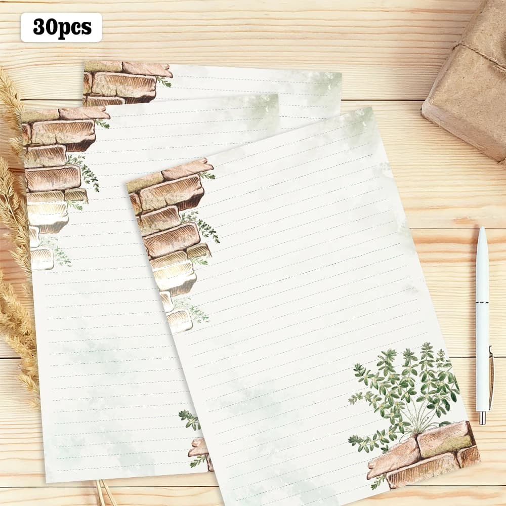 30 sheets,B5 Plants in the Corner writing paper, lined,no glue,very suitable for notebooks, memos, and stickers