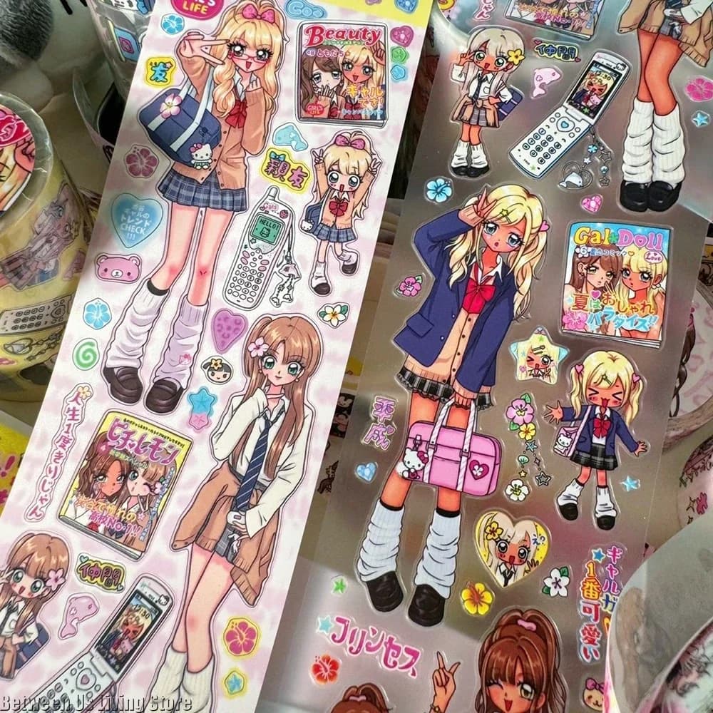 70cm Retro Shibuya Stickers - Showa Aesthetic for Scrapbooking & Planners | Unique Gift for Crafty Girls!
