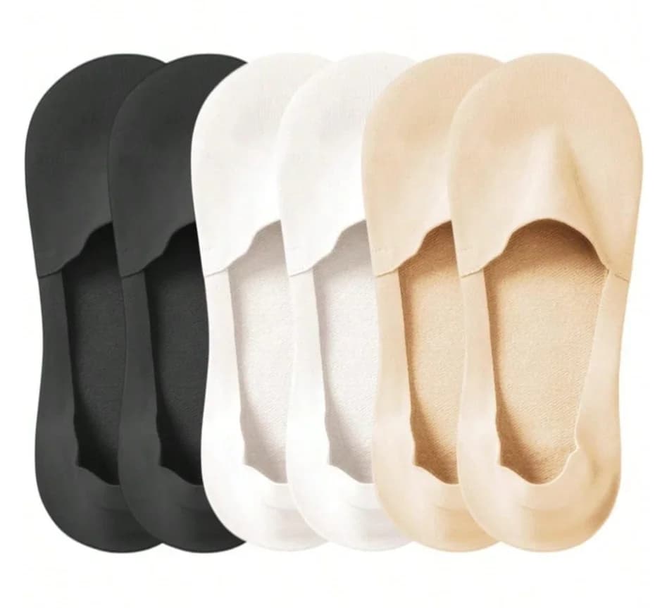 6Pairs Women's Socks, Breathable, Invisible, Silicone, Non-Slip, Solid Color, Comfortable, High-Quality, Flawless, Ultra-Thin