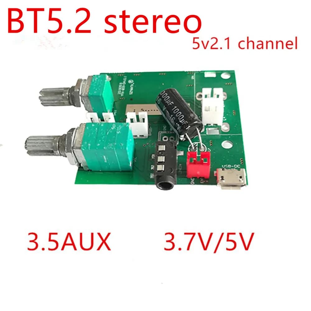Audio DIY 5V 2.1 Channel Rechargeable Amplifier Speaker Wireless 5.2BT 10w Power Amplifier Wireless Amplifier Board PCBA