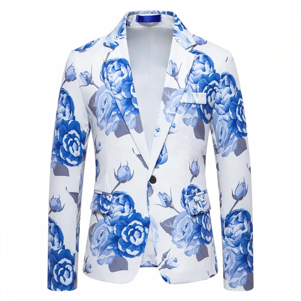 Men's Blazer Suit for 2025 Spring and Autumn Newest Rose Print Party Nightclub Suit Stage Performance Men Clothing