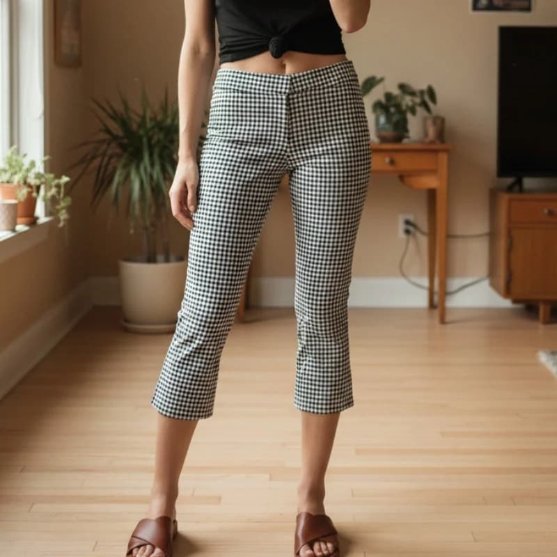 Women Summer Capri Pants Casual Low Waist Solid Color/Dot Print Slim Fit Cropped Trousers Fashion Streetwear
