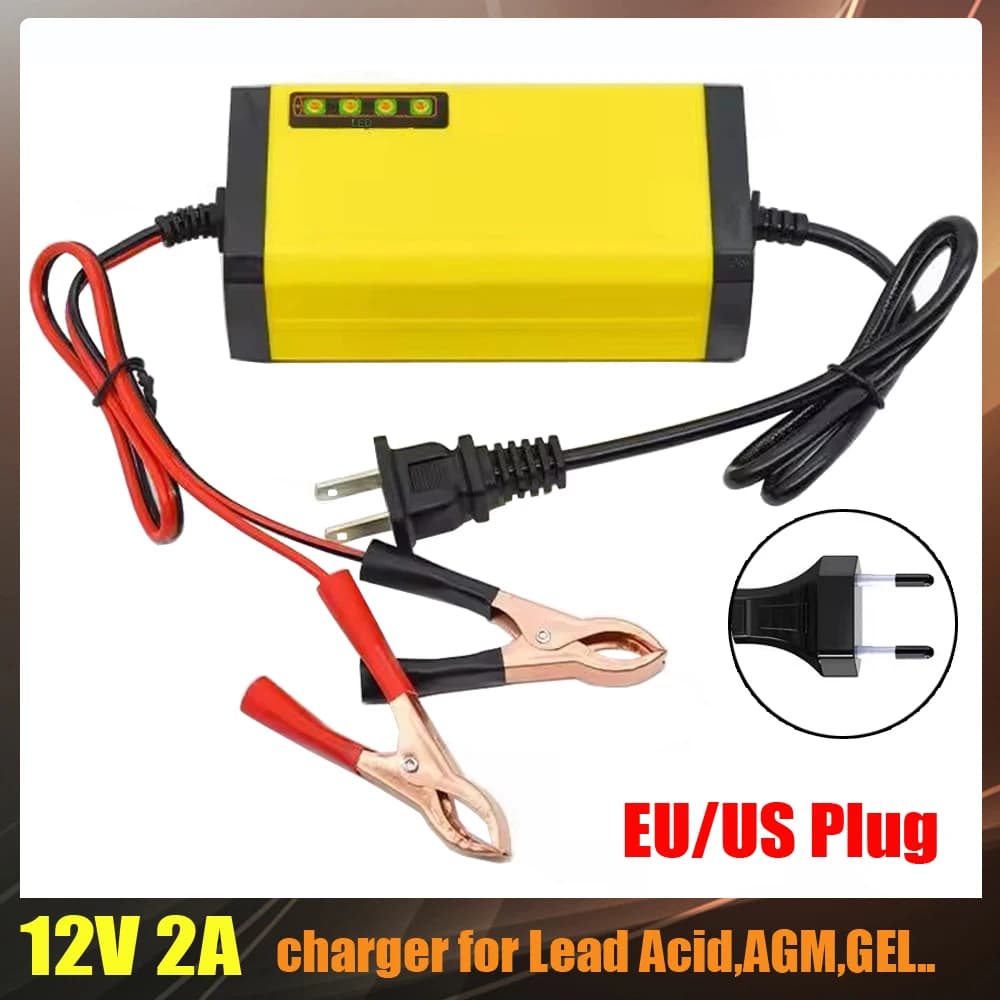 Full Automatic Car Battery Charger 12V 2A Intelligent Fast Power Charging 3 Stages Lead Acid AGM GEL Battery Chargers