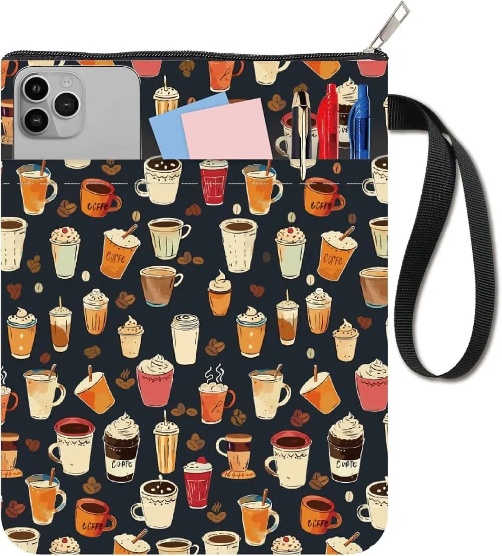 Coffee Book Covers Book Protector Book Sleeve for Paperbacks Washable Fabric Cloth Book Cover with Zipper and Extra Sleeve
