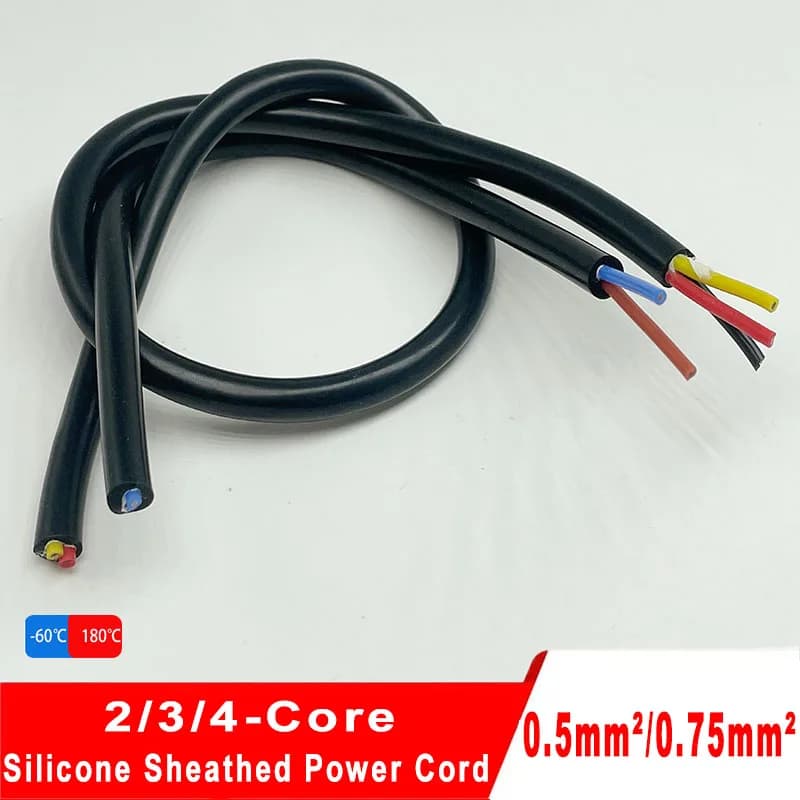 2/3/4 Core Power Cable 0.5mm2 0.75mm2 Tinned Copper Super Soft Silicone Sheathed Cable Suitable for Electronic Appliances
