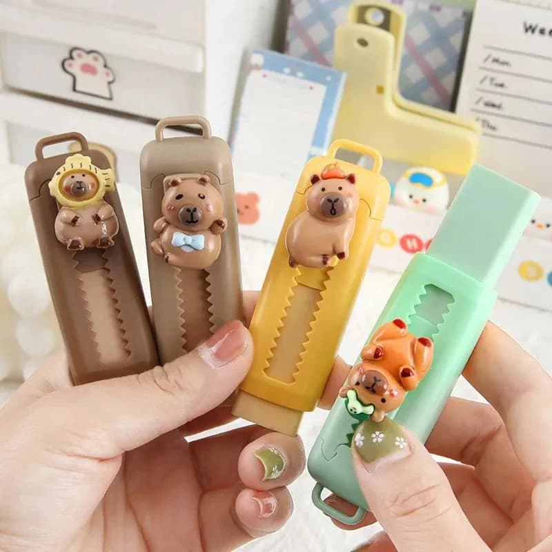 Cute Capybara Push-pull Rubber School Erasers Cartoon Silicone Eraser Replaceable Core Correction Tool Student Stationery Gift