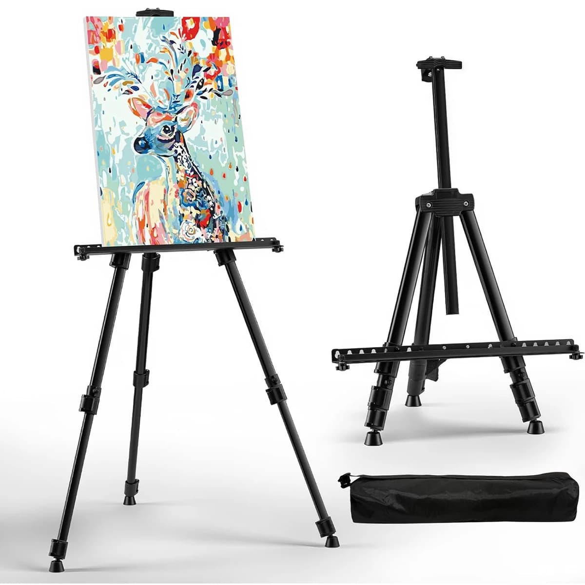 Art easel, adjustable floor folding aluminum easel, sturdy and portable easel for painting and exhibition.